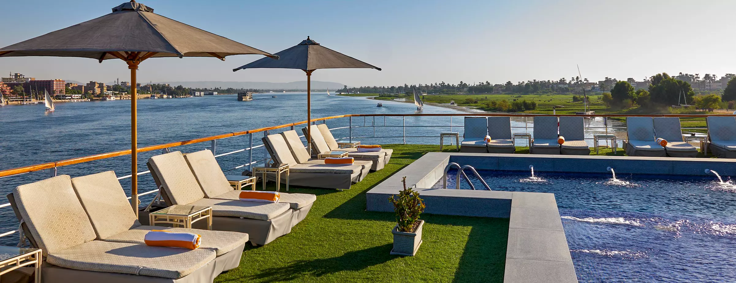Sun deck of the Mövenpick MS Royal Lily Nile cruise